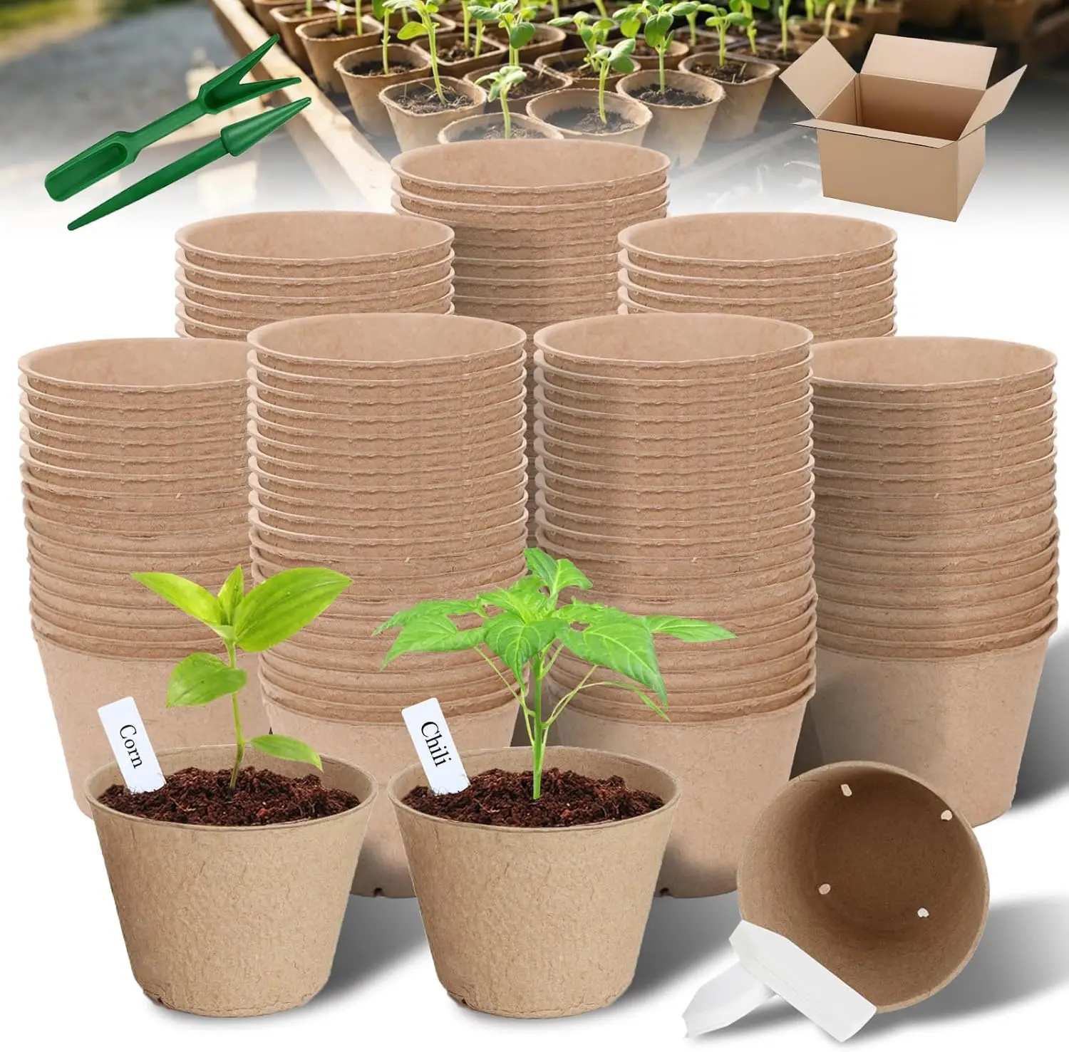 

Peat Pots 132 Pcs 4 inch, Biodegradable Compostable Plant Seed Starter Pots Paper Potting Cups for Seedlings Planting Se