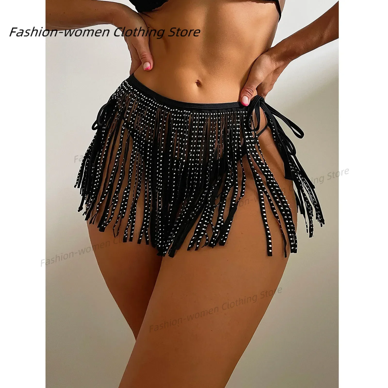 Vrouwen Pailletten Cover Voor Badmode Bikini Rok Franje Strand Korte Cover Glanzend Up Sexy Wraps Lange Board Shorts Voor Vrouwen 2024