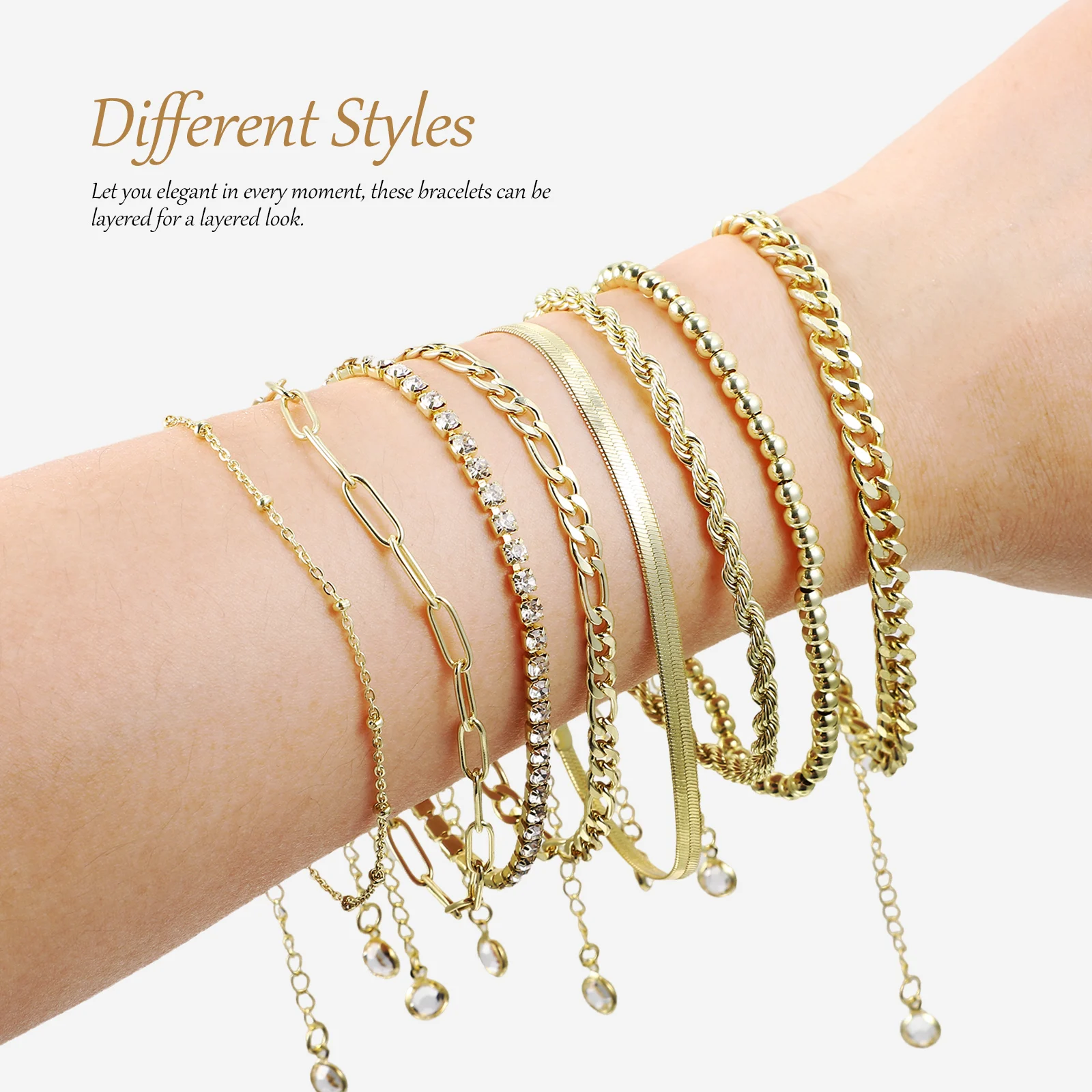

8 Pcs Bracelet Set Simple Bracelets Women Jewellery for Girls The Chain Link Titanium Steel