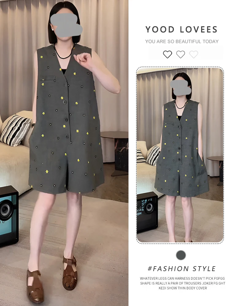 

Женские летние брюки-комбинезон с вышивкой, высокой талией, утягивающие, скрывающие недостатки фигуры, для повседневной носки