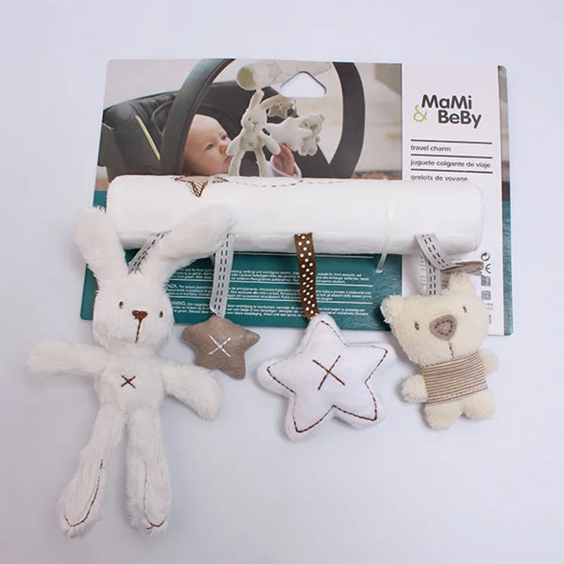 新生児用超柔らかくて可愛いウサギのベビーカーペンダント、ベッドベル、ぬいぐるみ、睡眠を寄り添う、心を落ち着かせるパズルおもちゃ