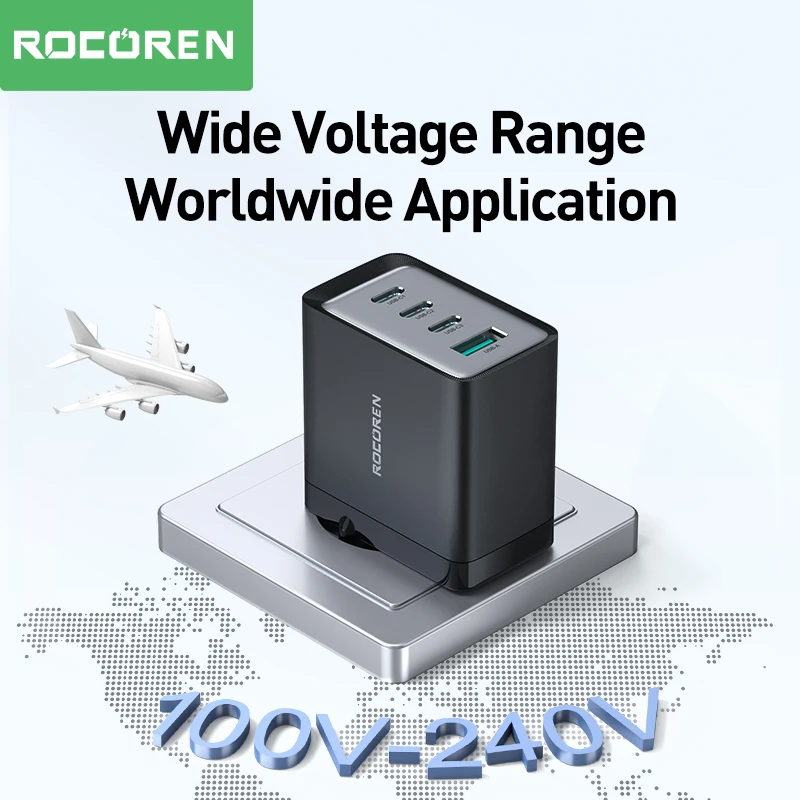 Rocoren 67W GaN Charger PD QC Quick Charge 4.0 3.0 USB Type C Charger Portable Fast Charger For iPhone 16 Pro Xiaomi mi 14 Poco