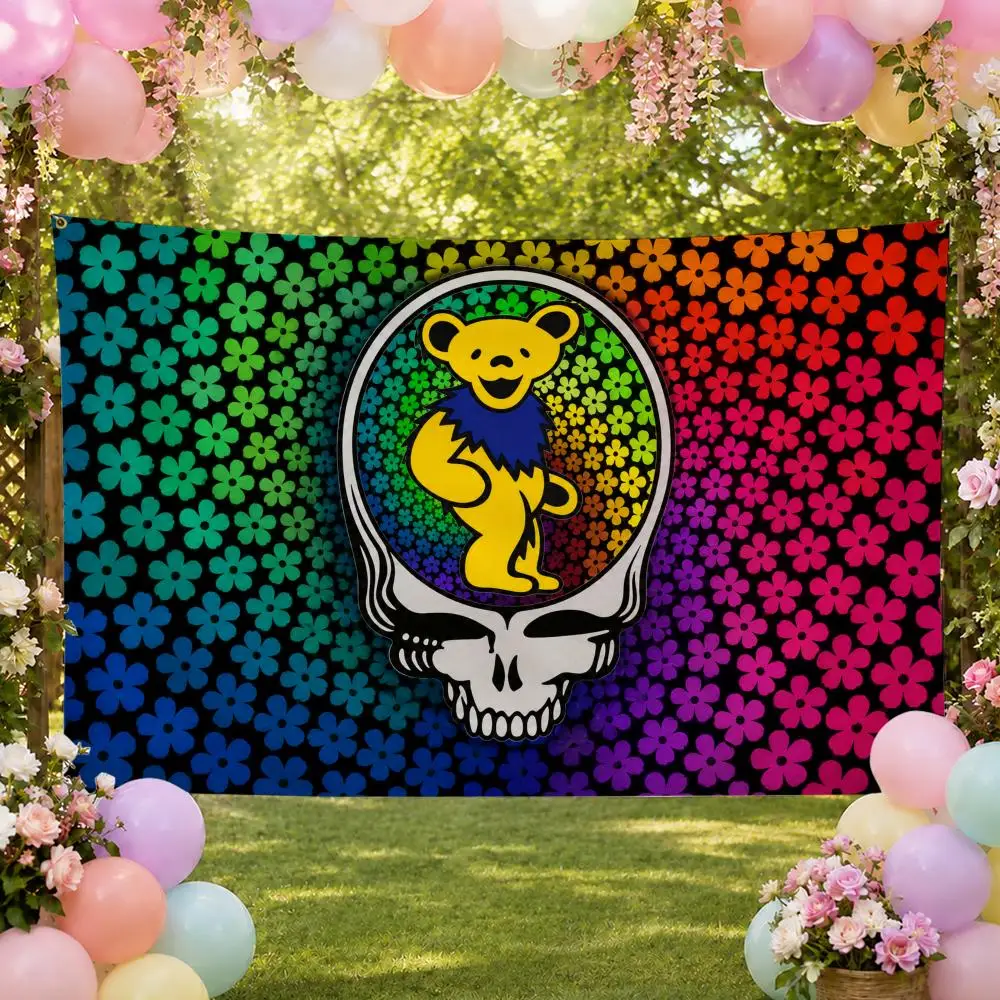 Rock Band G-Grateful Dead Flags Fan Banner Tapestry Wall Hanging Garage BarDorm Camp Party Outdoor Home Decor Gift