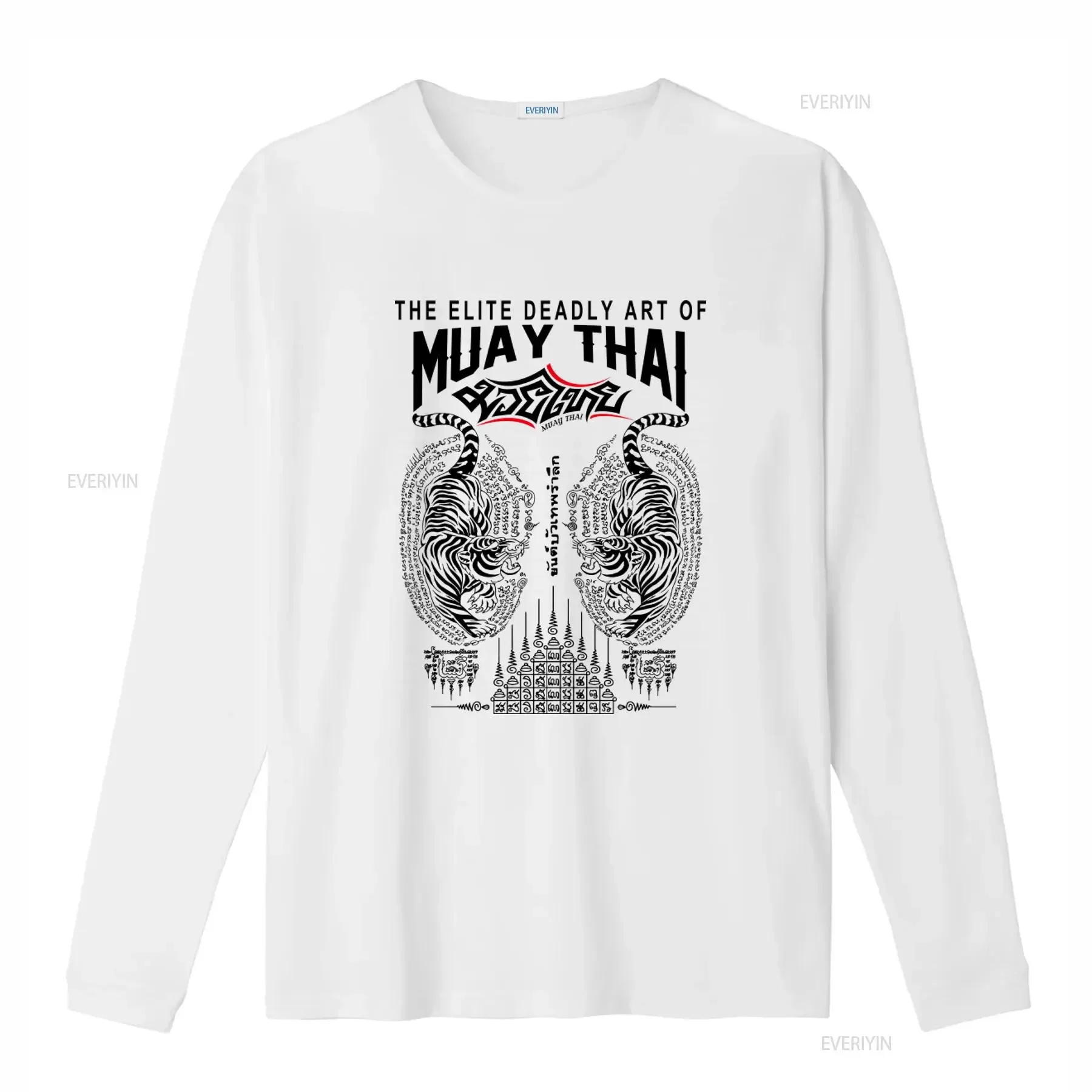 Muay Thai Sak Yant Tiger Tattoo Design Martial Arts T shirt for  vintage Washed graphic Versatile fashion streetwear Stretched