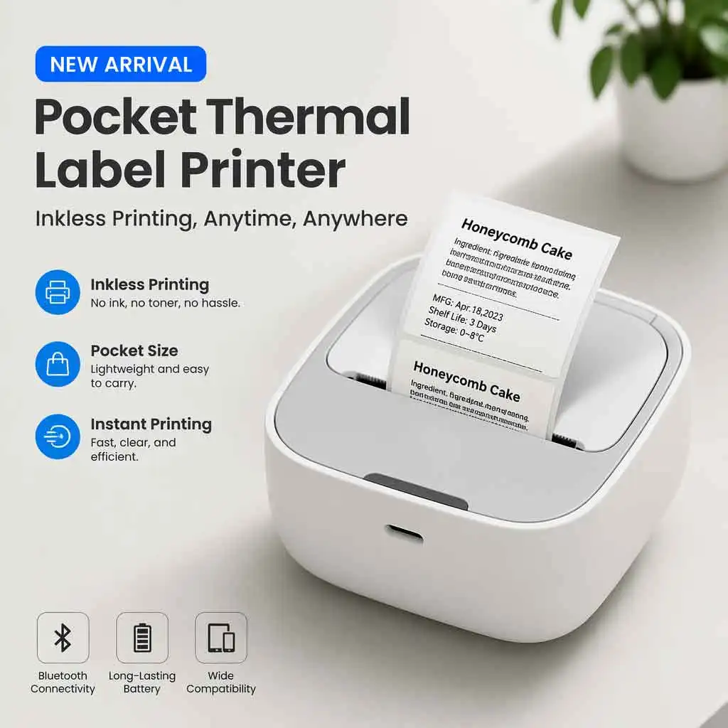 Rongta Bluetooth Thermal Shipping Label Printer: 1x2 Wireless Label Maker for Small Business