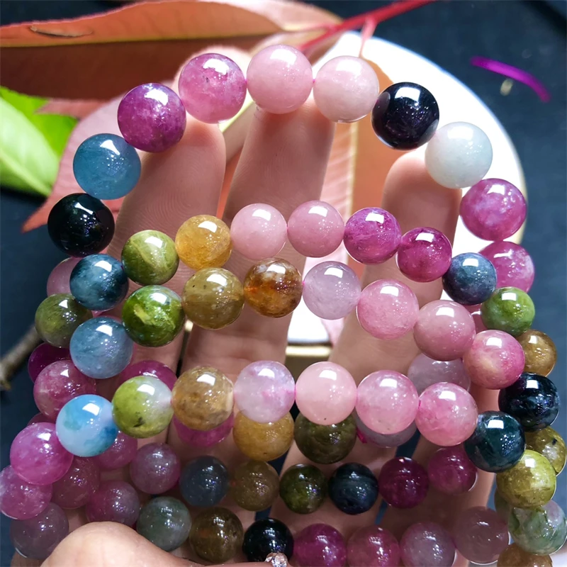 Natural Tourmaline Bracelet Fashion Energy Stone Reiki Healing Fengshui Lucky Holiday Gift 1PCS 7/8/9/10MM