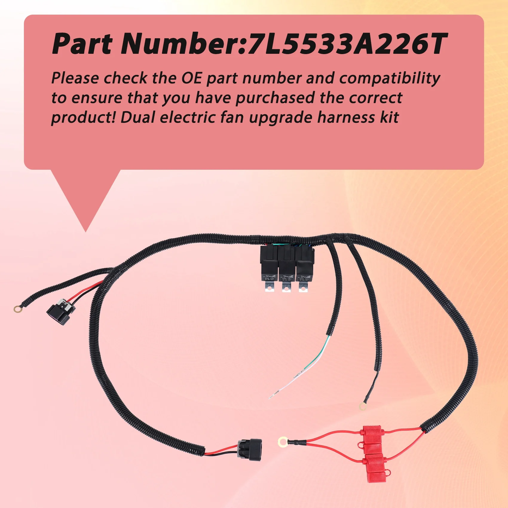 

Rare 7L5533A226T Dual Electric Fan Upgrade ECU Control Wiring Harness For Chevy Avalanche 1500 2500 2002-2006