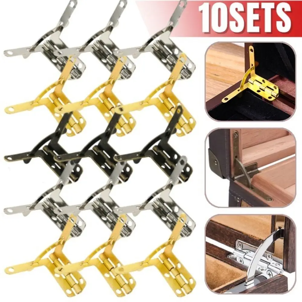 10Pcs L Shape Type Spring Hinges Self Closing with Screws Antique Bronze Hinge 92 Degree Support Support Hinge