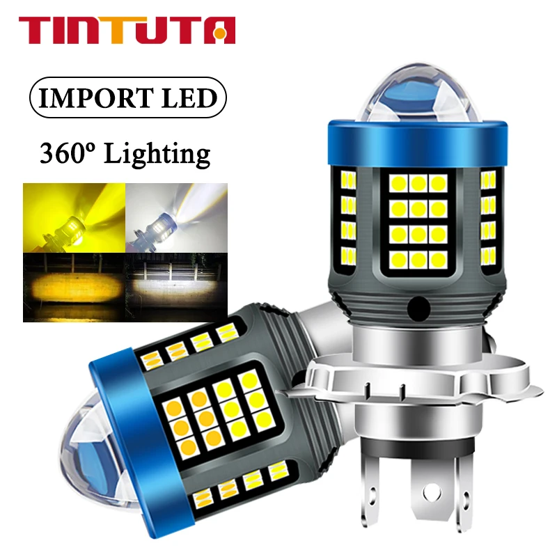 

1PC BA20D H4 P15D LED Bulbs Motorcycle Headlight Hi/Lo Beam Light Spotlight 12-32V Dual Color Motor Accessories White Yellow