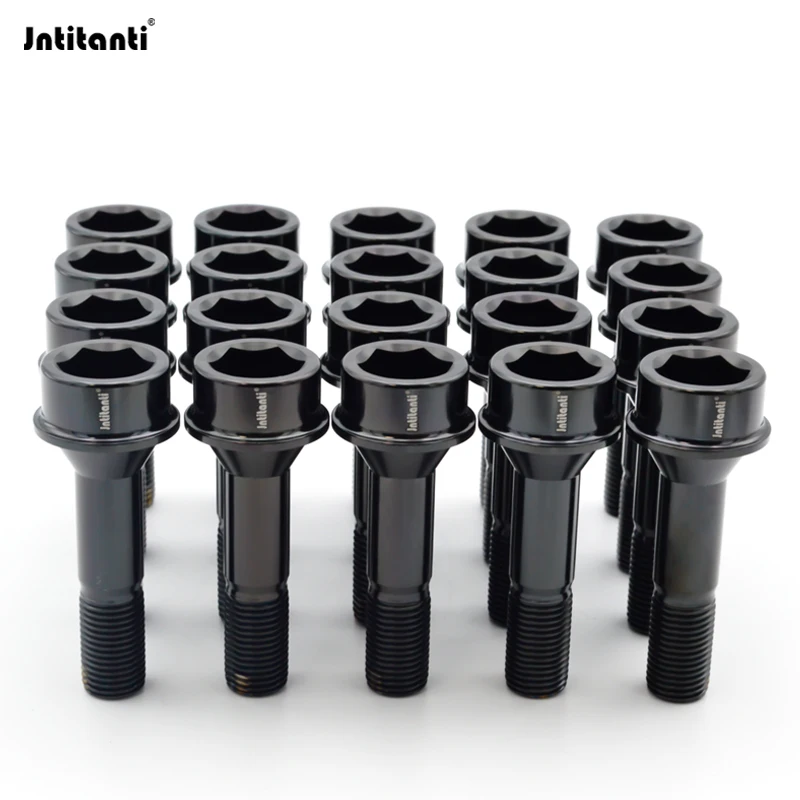 Jntitanti Never rust racing parts cone seat Gr.5 titanium hub bolt wheel bolt M14*1.5*52mm for Ferrari racing car