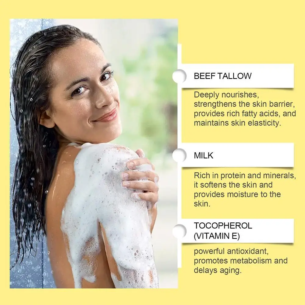 Natural Tallow Soap Deep Cleaning Oil Control Exfoliation And Repair Nourishing Skin For Body And Face 100g I7K4