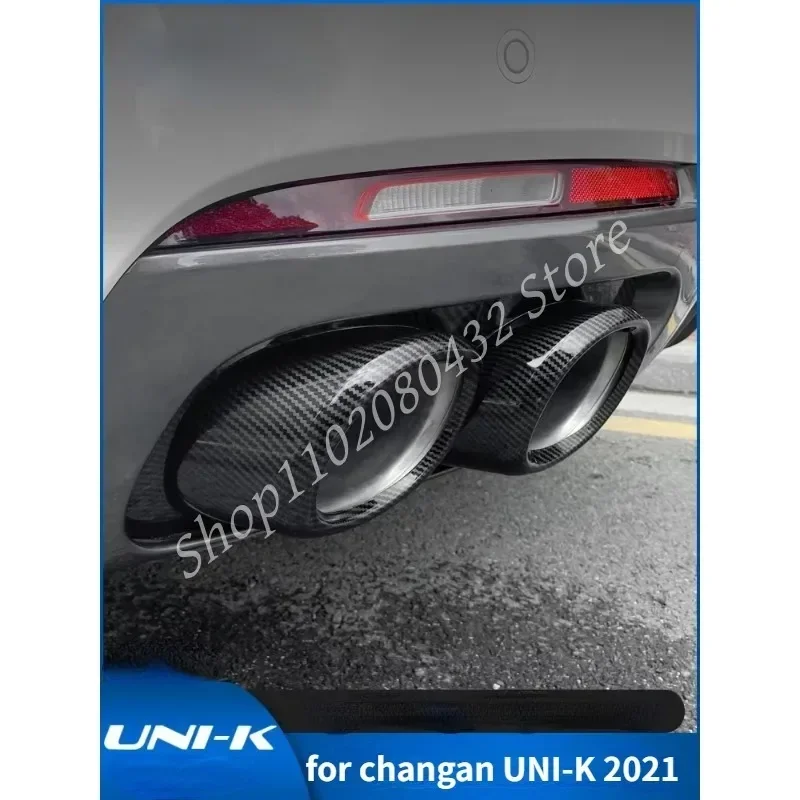 For Changan UNIK UNI-K Accessories 2021-2024 Carbon Car Cover Muffler Exterior Back Pipe Dedicate Exhaust Tip Tail Outlet Parts