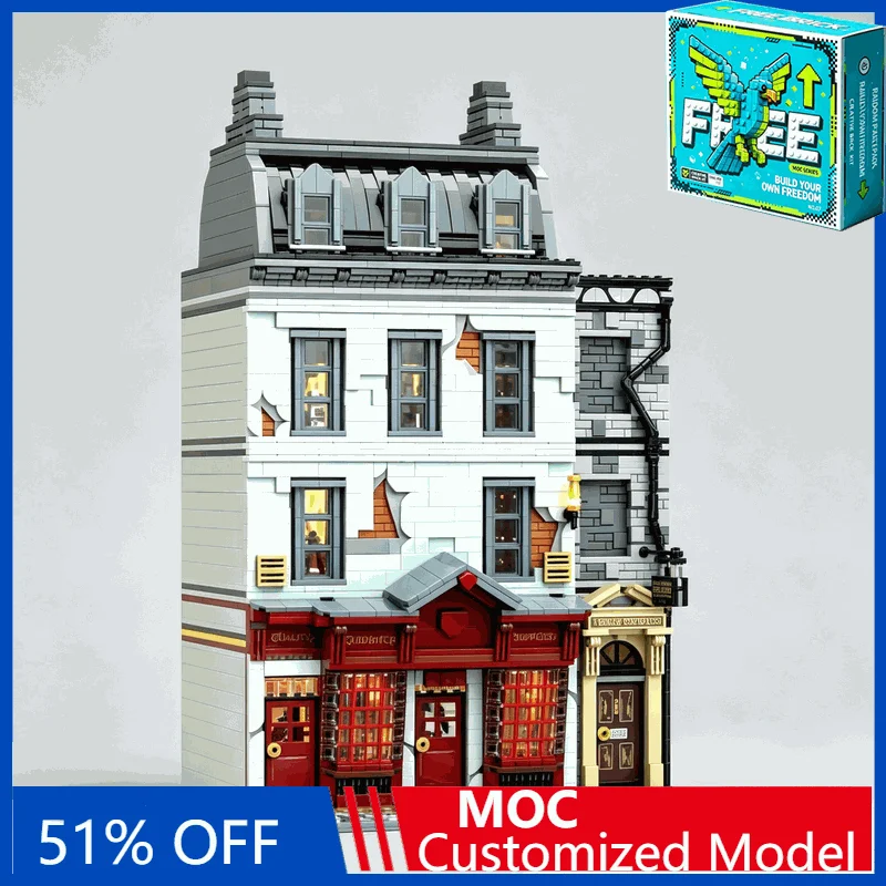 4312PCS Magic Alley News Office Modular Building Model MOC Puzzle Fantasy Street DIY Assembly Building Blocks Creative Gift Set