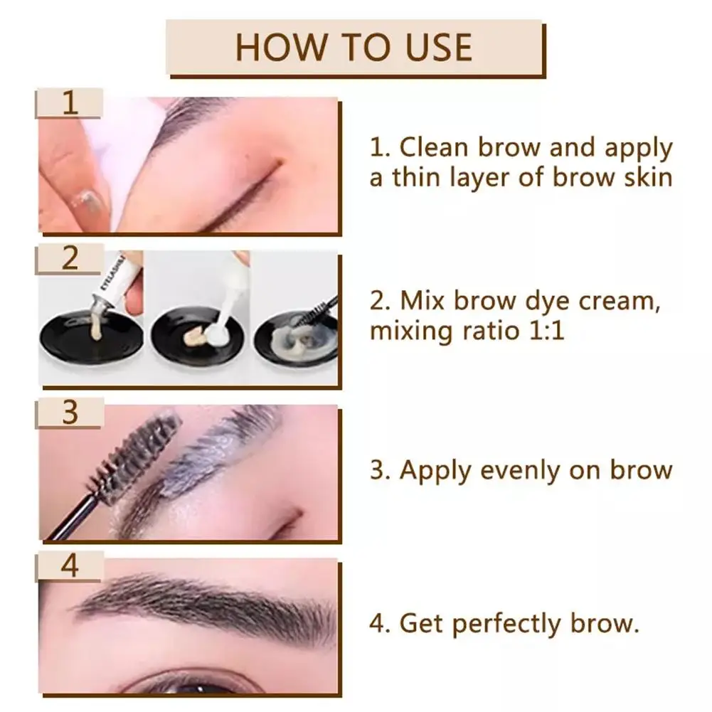 Professional Henna Eyelash Eyebrow Dye Tint 15-minute Fast Tint Easy Dye Gel Eyelash Brown Black Color Tint Kit Eyebrow Make Up