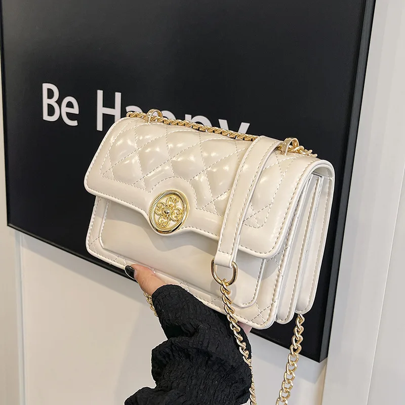 2025, leichte Luxus-Designer-Tasche für Damen – kleine quadratische Umhängetasche mit glänzender Stickerei und Kette