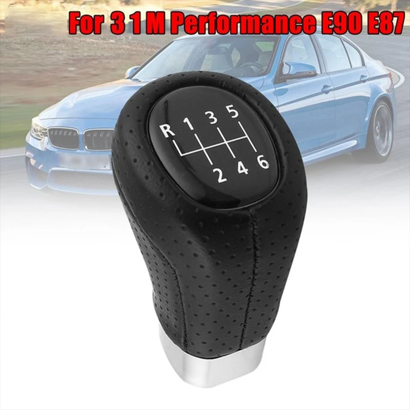 New6 Speed Gear Shift Knob Leather for -BMW 1Series 3Series E81 E82 E87 E88 E90 E91 E92 E93