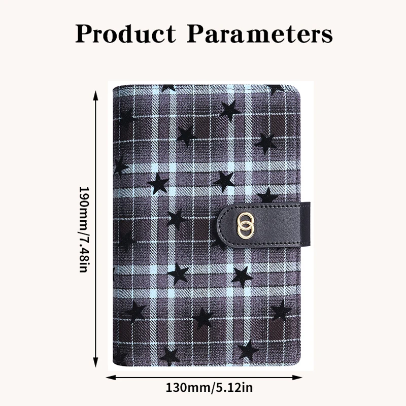 Vintage Star Plaid A6 Budget Binder Cash Envelope System Loose‑leaf Notebook Cash Clip Classification Money Saving Organizer