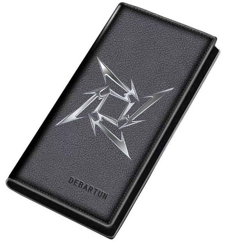 Shuriken Shape Silver Metallic Outline Men's Long Wallets Business Stylish Printing Design Casual Use Christmas Valentine's Fath