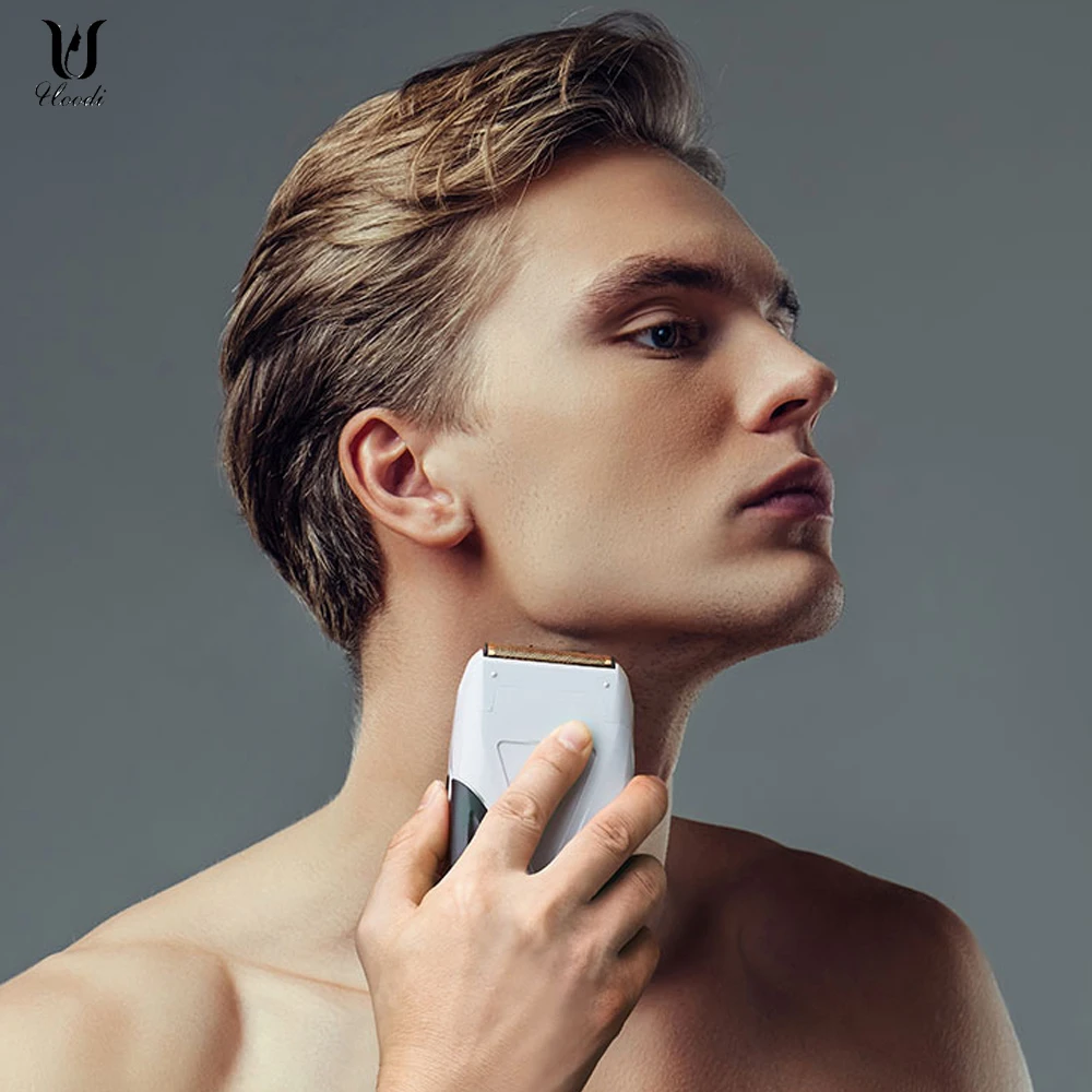 ماكينة تشذيب الشعر الترددية ماكينة حلاقة كهربائية لقص اللحية للرجال بشفرة مزدوجة