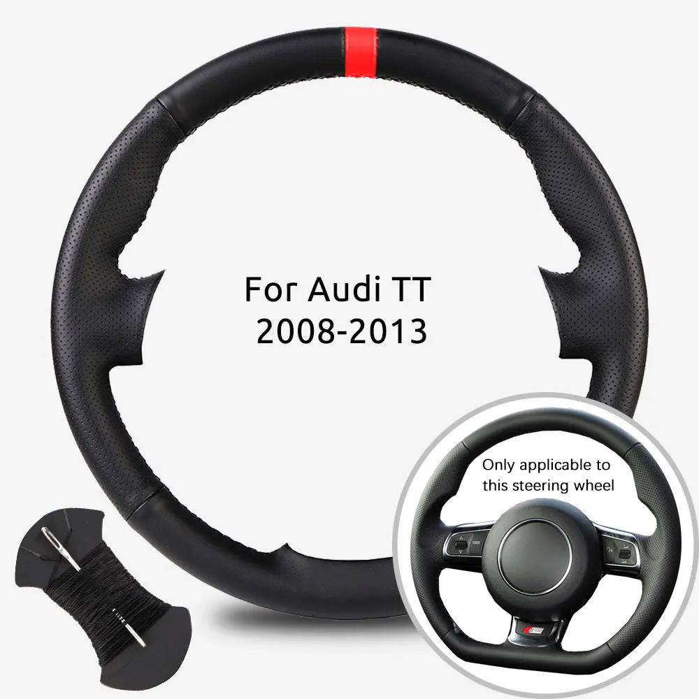 

Черный кожаный чехол на руль автомобиля из микрофибры для Audi TT 2008-2013 DIY ручное шитье чехол на руль