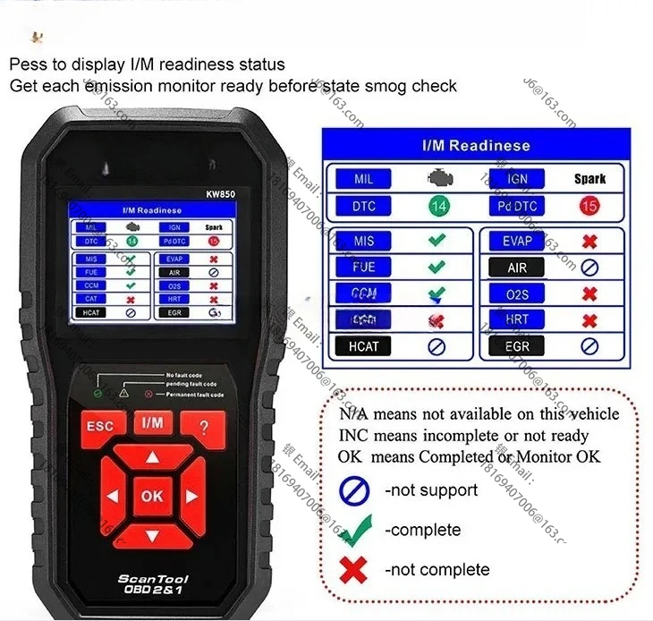 

KW850 OBD2 EOBD Fully Automatic Scanner General Automotive Diagnostic Tool
