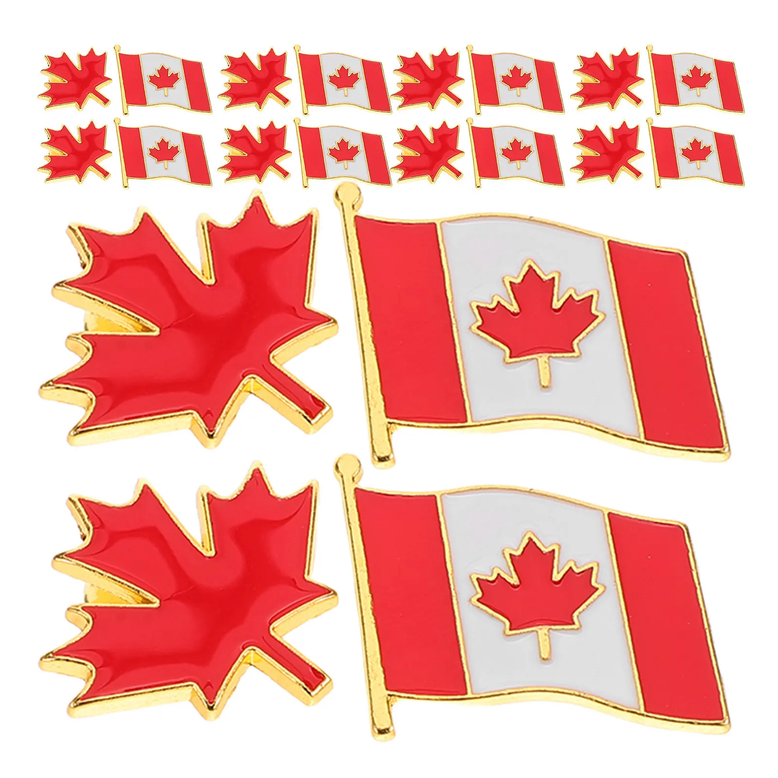 1Set Patriotic Canadian Flag Brooch Maple Leaf Shape Metal Lapel Pin Enamel Finish Versatile Accessory for Outfits Canada Day