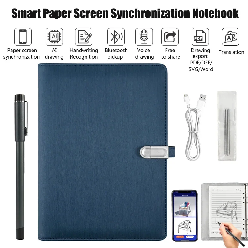 

Smart Pen Set Digital Handwriting Note Book Smart Sync Pen Diary Writing Notebook AI,Voice Drawing for Student Designer Business