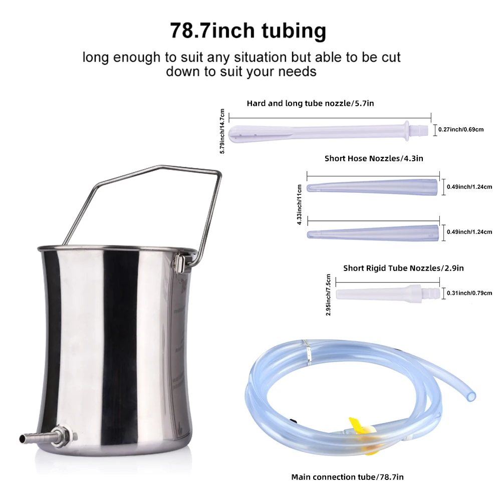 2L Non-Toxic Enema Bucket Kit Stainless Steel Colon Cleansing Reusable Medical Grade Silicone Tubing Coffee Detox Female Hygiene