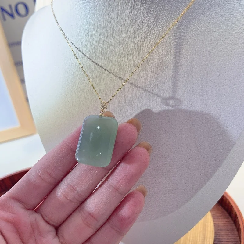 

Hotan jade 18K Wushi brand clear water Necklace Pendant Necklace women's 18K Gold Collar Necklace Gift new necklace 2020