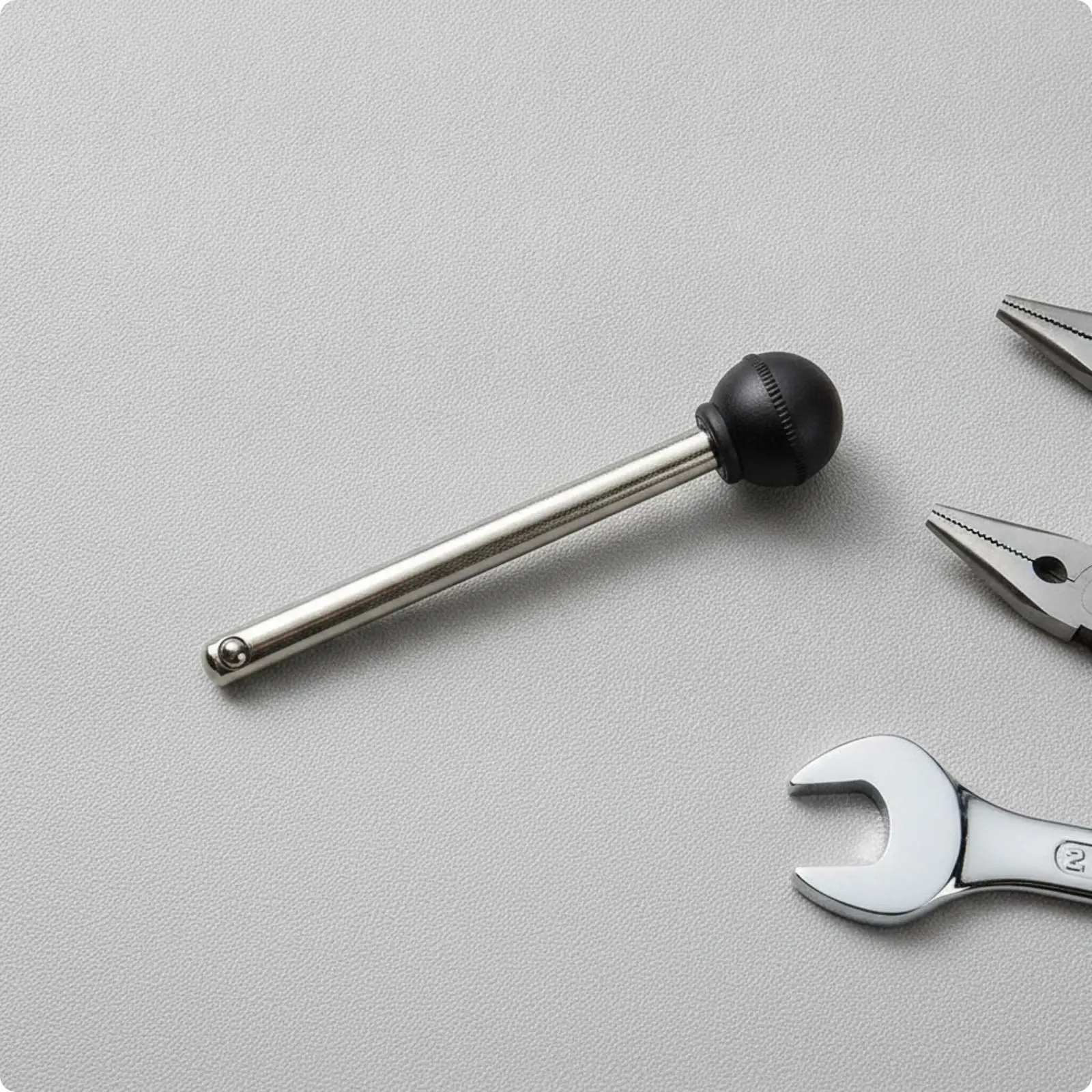 Heavy Duty Ball Lock Pin Quick Release Fastener with Pull Ring Style Knob for Tool Free Installation in Equipment Parts