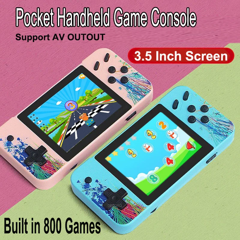 Mini  Portable Retro Handheld Game Player 3.5 Inch LCD Screen 8-Bit AV Out Video Game Console Built-in 800 Games for Kids Gift