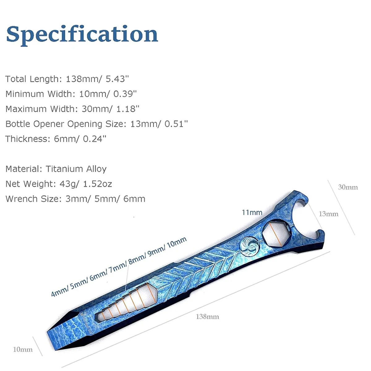 2025 + سبائك التيتانيوم قضيب رفع أداة متعددة فتاحة الزجاجات حجم صغير متعدد أداة قضيب رفع وجع مفك البراغي