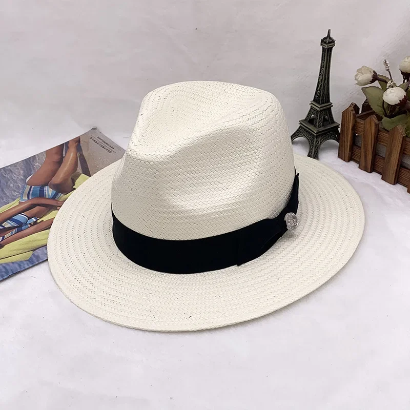 

Five-point grass hand-woven top hat New hand-woven fine papyrus jazz hat Men's top hat