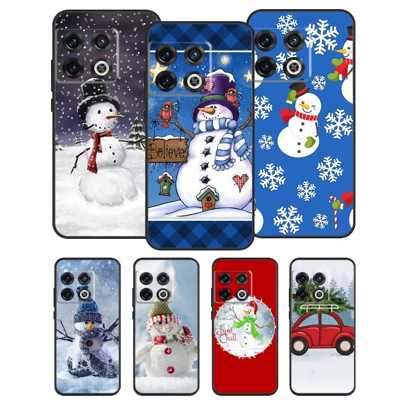 Christmas Snowman Silicone Phone Case For Oneplus Ace 10R 9 R 8T For Nord 2 T Cover One Plus 10 9 Pro soft case