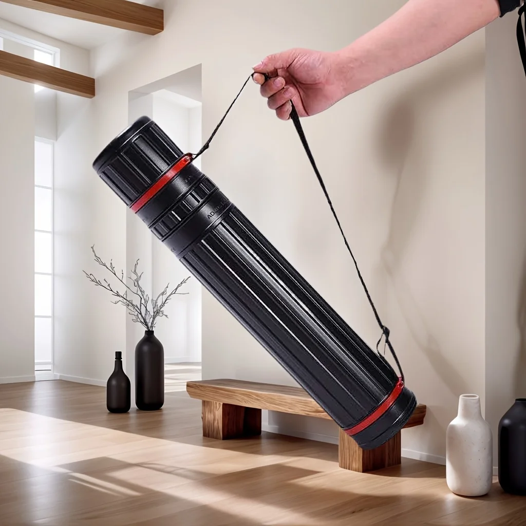 قطعة واحدة من أنبوب الرسم المحمول - تخزين فني قابل للتعديل وقابل للتوسيع مع حزام كتف، خفيف الوزن متين للأماكن الخارجية، حامل فنان