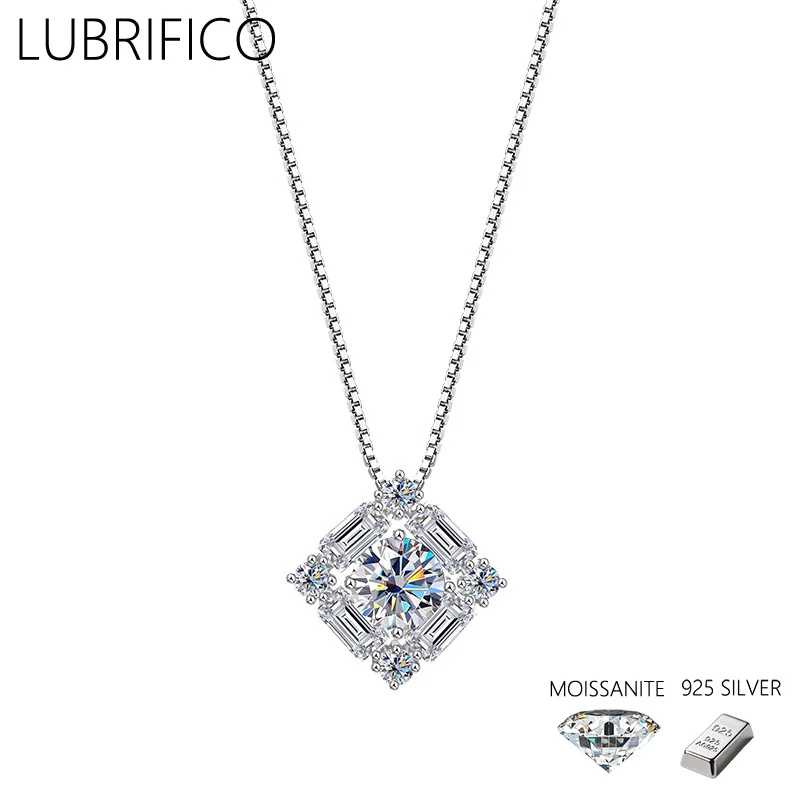 

3.0 Ct D Color Moissanite Crystal Cube Shape Necklace 925 Sterling Silver Lad Diamond Pendant For Women Fine Jewelry Wedding