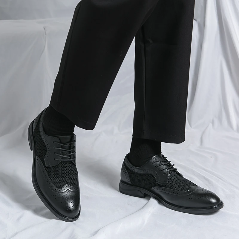 تناسب أحذية الرجال فستان أحذية تنفس موضة الأحذية الرسمية الاجتماعية الأعمال في الهواء الطلق أحذية من الجلد أحذية الزفاف الأصلية الفاخرة #6