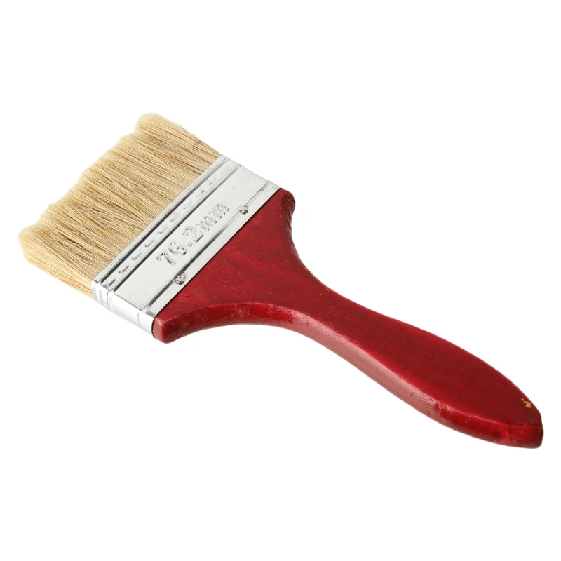 3-Zoll-Pinsel mit natürlichen Borsten und flacher Kante und Holzgriff, Wandbehandlungswerkzeug für Farbe, Lacke, Kleber