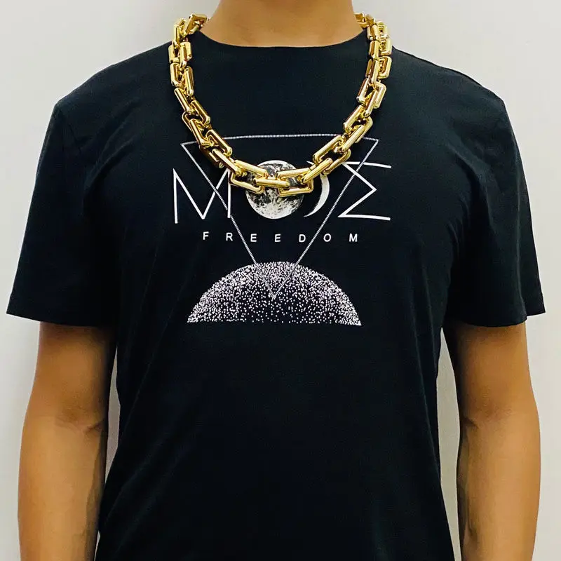 Hip Hop Gold Color Big Chunky Chain Necklace For Men Punk Oversized Large Plastic Link Chain Men's Jewelry festival Kid gift Toy