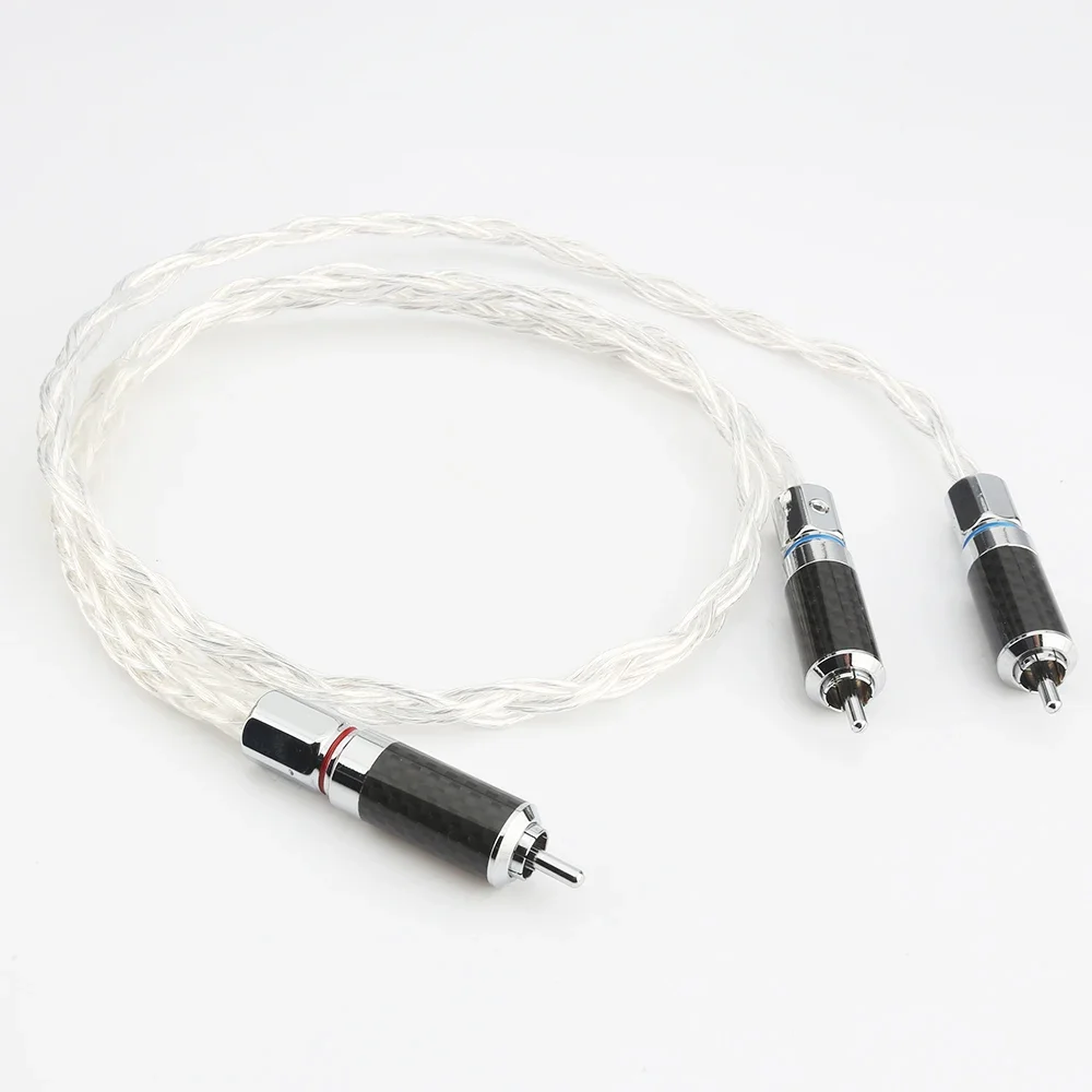 1 ชิ้น Audiocrast OCC 8AG Silver Plated สายสัญญาณเสียง RCA ถึง 2RCA เชื่อมต่อสาย RCA splitter ถึง 2RCAs