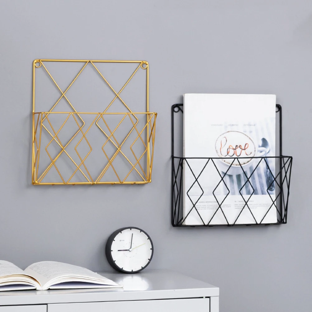

2 Pcs Wall File ganizer Hanging Iron Magazine Rack Paper Brochure Holder Office Storage Desk Space Saving Durability Aesthetic