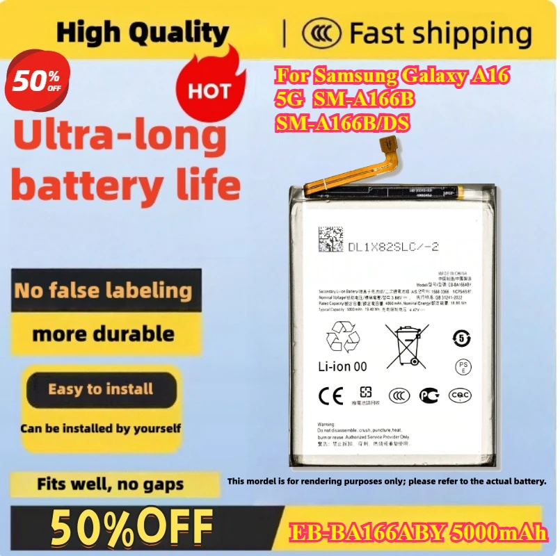 

EB-BA166ABY 5000mAh Battery For Samsung Galaxy A16 5G SM-A166B SM-A166B/DS Mobile Phone Batteries