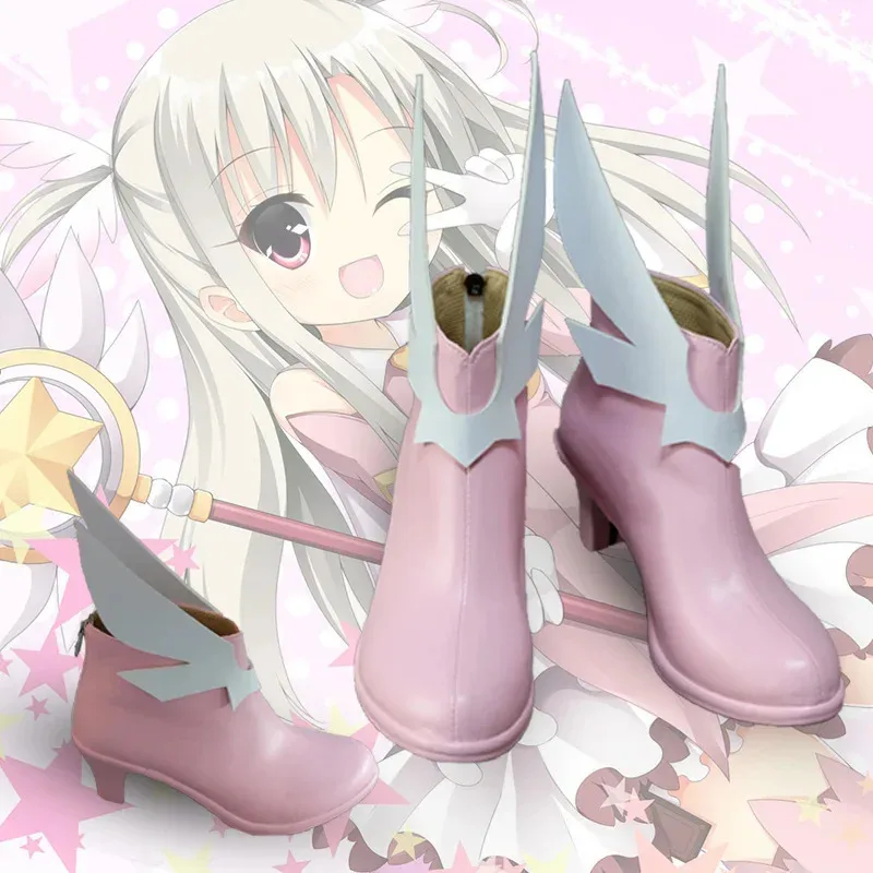 

Fate Kaleid Liner Magical Girl Illyasviel von Einzbern Pink PU Leather Anime Cosplay Boots Halloween Party Shoesc;8,k'5;h.