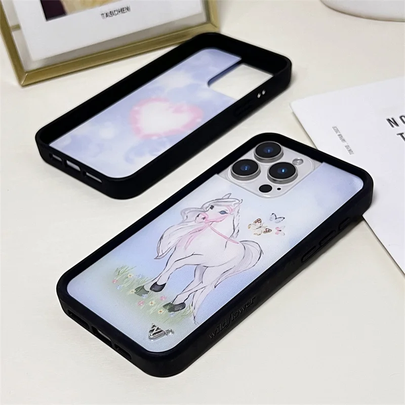 حافظة هاتف Wildflower Sky Fantasy Charli XCX 3 لهاتف iPhone 16 15 14 13 12 Pro Max Plus WF غطاء فراشة هالة وردي ساخن لطيف