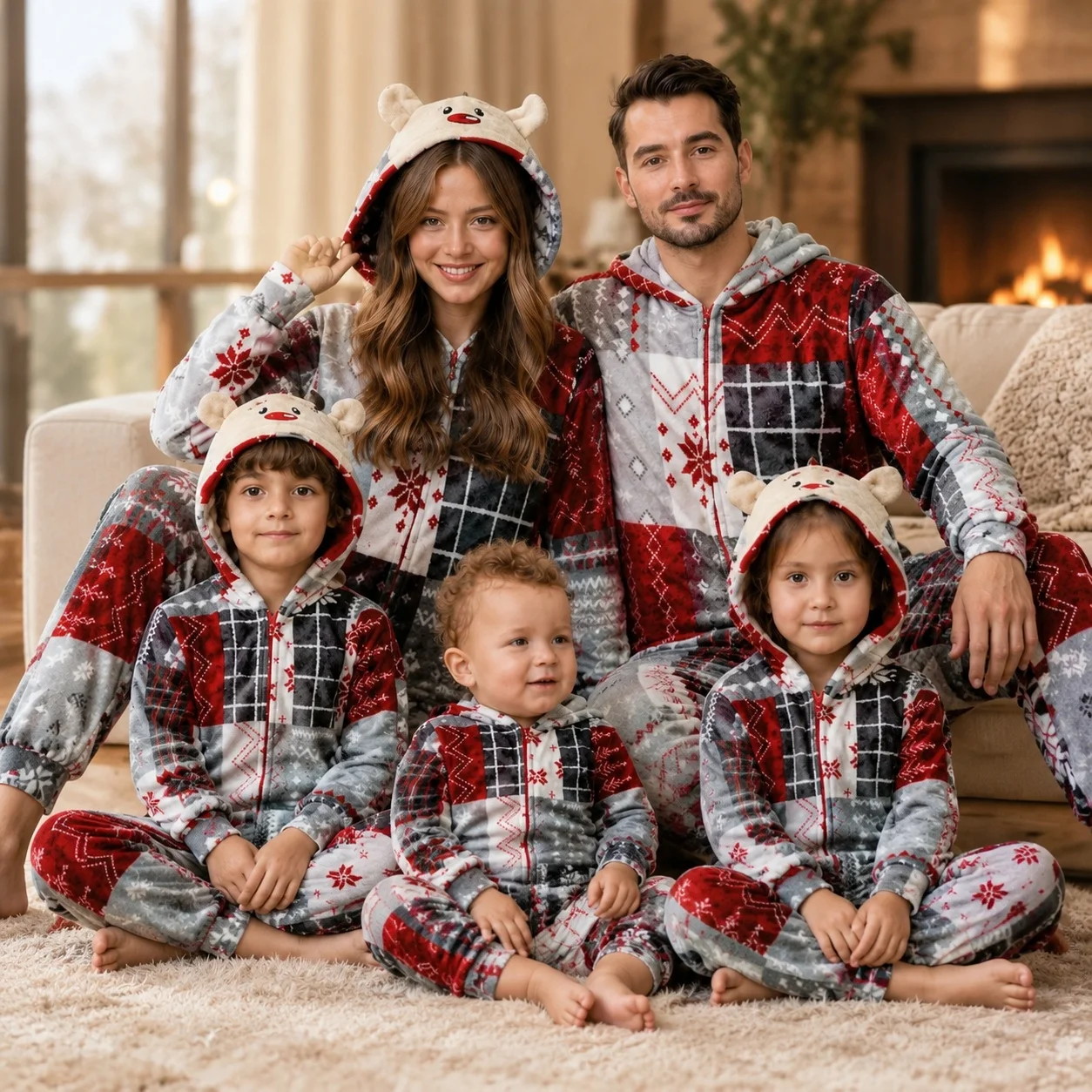Long Sleeve Family Set Pajamas European and American with Winter Autumn Winter Summer for Men and Women