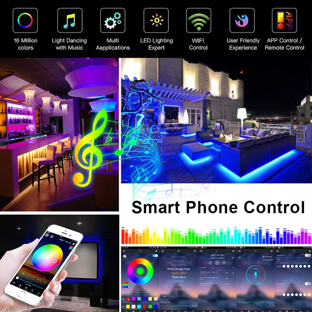 12v 2835 Rgb Led Strip Lights Bluetooth APP led lights for room decor TV light wedding decoration home bedroom Neon Wall lamp