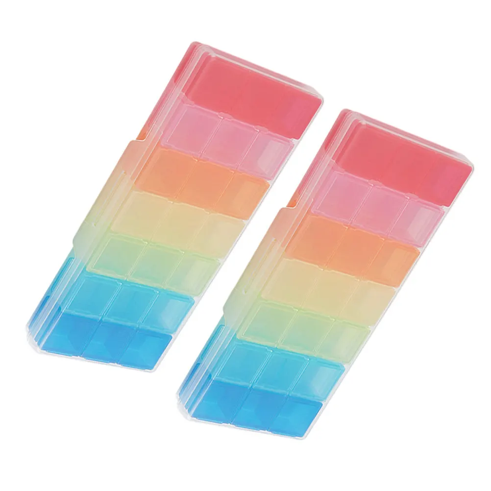 21-Compartment Weekly Pill Organizer Box with Color-Coded AM/PM & Day Labels, Transparent Lid, 2 pcs