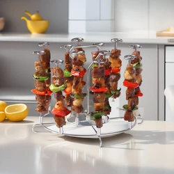 6Qt/8Qt Air Fryer Skewer Stand Stainless Steel Vertical BBQ Skewer Holder Home Kitchen Grilling Tool Air Fryer Accessories