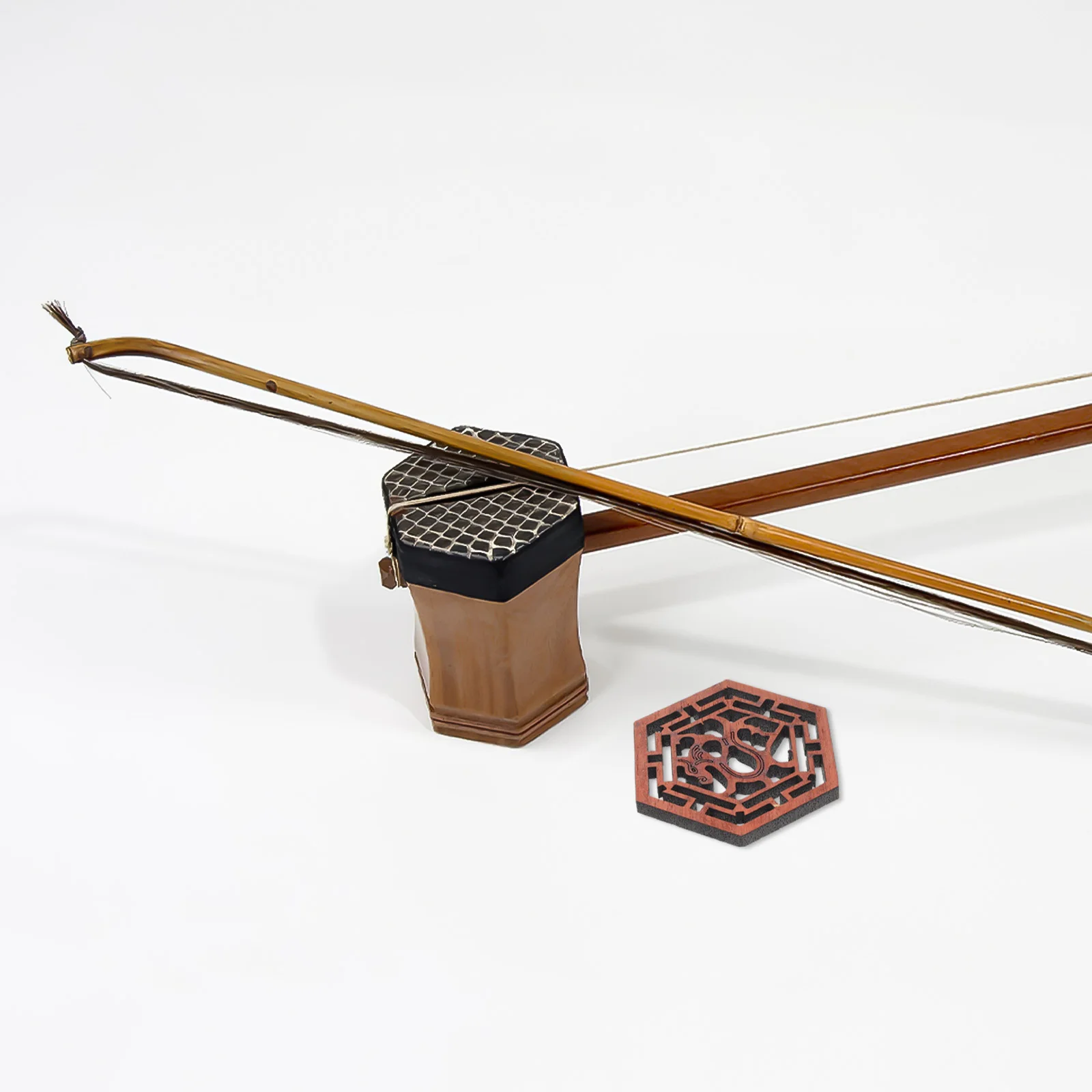 نافذة صوت Erhu الخشبية، جزء بديل بنمط التنين التقليدي السداسي لنوافذ صوت الكمان الصينية #1