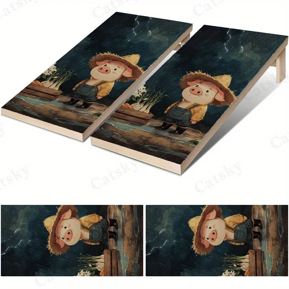 Pig with Straw Hat in Rain - Sandbag Board for Fitness Training, Heavy-Duty Wear-Resistant Sandbag Boards for Home Gym and Outdo